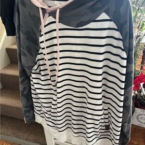 Maurices Gray and White Striped Tank Top